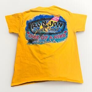 Ron Jon Surf Shop Cocoa Beach FL Yellow Graphic T-Shirt Small Surf Tee
